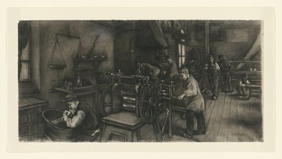 Werkplaats in de zilverfabriek door Anthon Gerhard Alexander van Rappard