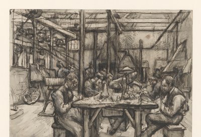 Werkplaats in de zilverfabriek van Begeer door Anthon Gerhard Alexander van Rappard