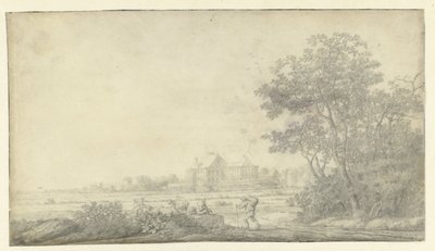 Gezicht op Huis ter Nieuburch, Rijswijk, gezien vanuit het oosten door Anthonie Jansz. van der Croos