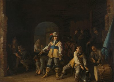Soldaten in een wachtkamer door Anthonie Palamedesz