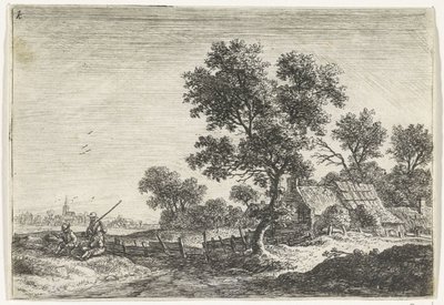 Boeren op een heuvel door Anthonie Waterloo