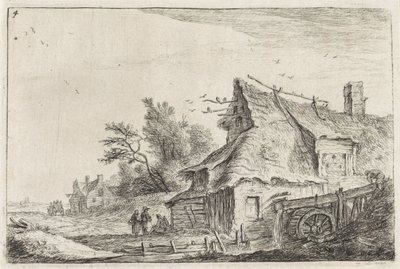 Dorpsgezicht met een watermolen (Landschappen met bebouwing) door Anthonie Waterloo
