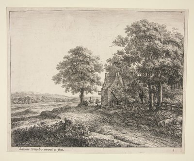 De grote linde voor de door Anthonie Waterloo