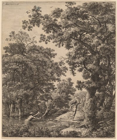 Landschap met Alpheus en Arethusa door Anthonie Waterloo