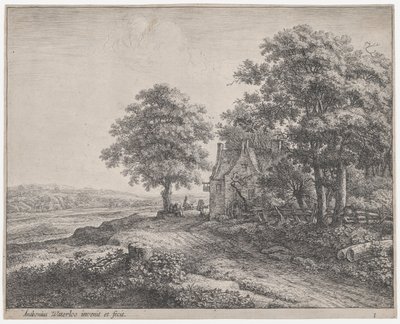 Grote lindeboom voor een herberg, 17e eeuw door Anthonie Waterloo