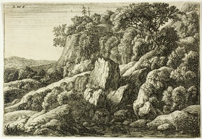 Rotsachtig landschap door Anthonie Waterloo