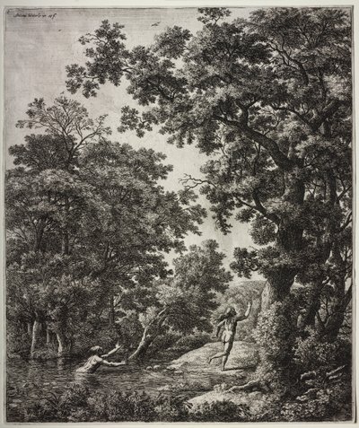 Zes grote staande landschappen met scènes uit Ovidius