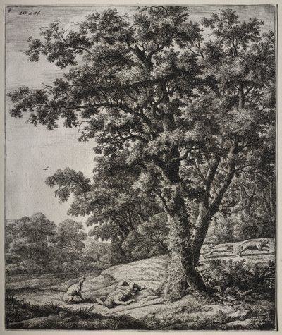 Zes grote staande landschappen met scènes uit Ovidius