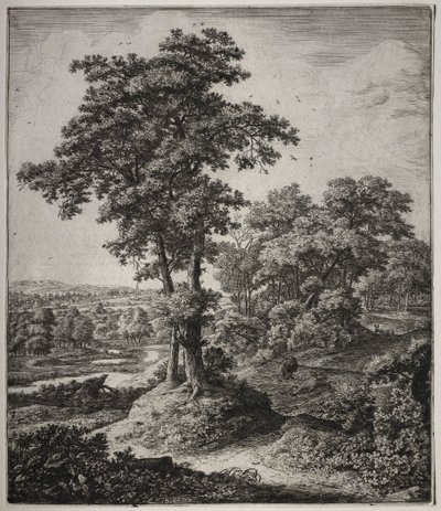 Zes grote staande landschappen met scènes uit het Oude Testament: De ontrouwe profeet van Juda door Anthonie Waterloo