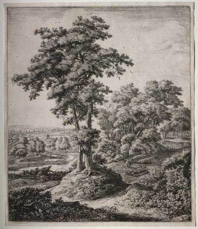 Zes grote staande landschappen met scènes uit het Oude Testament: De Ontrouwe Profeet van Juda door Anthonie Waterloo