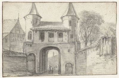 Stadspoort te Hamburg (?), vanuit de binnenzijde gezien door Anthonie Waterloo