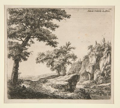 De Rivier met Rotsachtige Oevers door Anthonie Waterloo