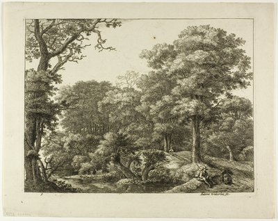 De reiziger rustend in het bos door Anthonie Waterloo