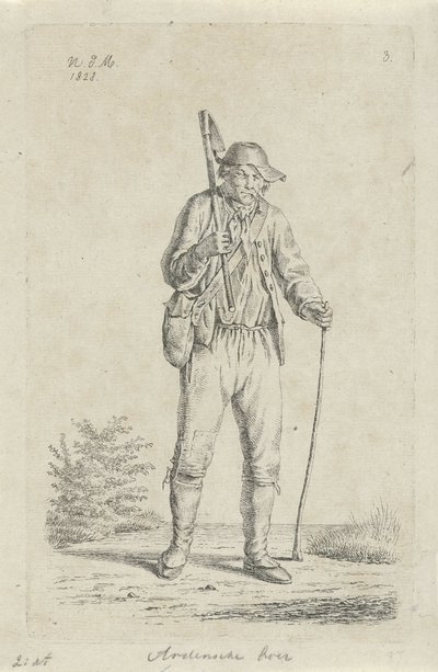 Boer uit de Ardennen met schoffel door Anthonie Willem Hendrik Nolthenius de Man
