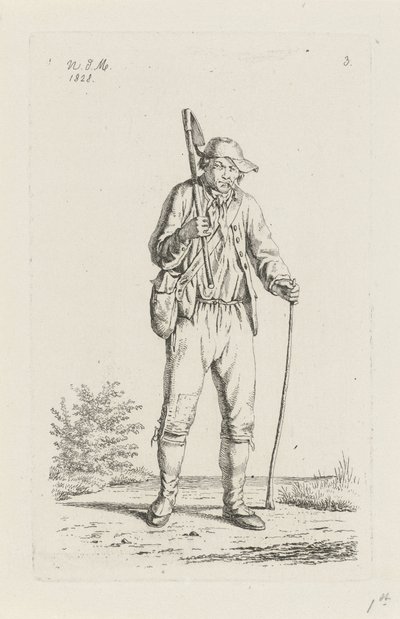 Boer uit de Ardennen met schoffel door Anthonie Willem Hendrik Nolthenius de Man