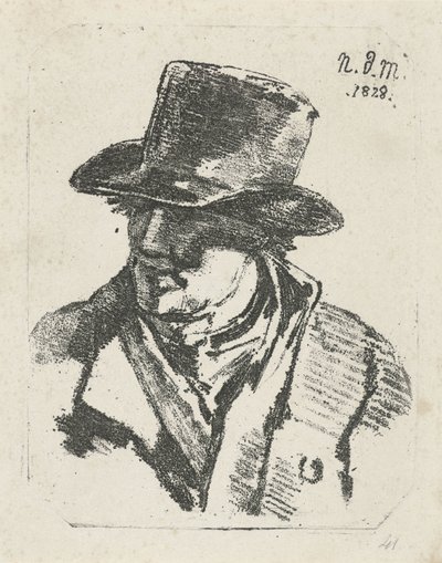 Buste van een man met hoed door Anthonie Willem Hendrik Nolthenius de Man