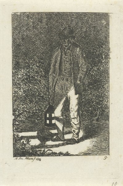Man met een lantaarn door Anthonie Willem Hendrik Nolthenius de Man