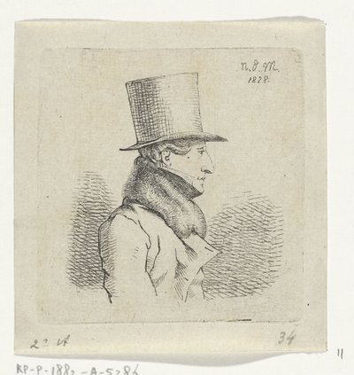 Man met hoge hoed door Anthonie Willem Hendrik Nolthenius de Man