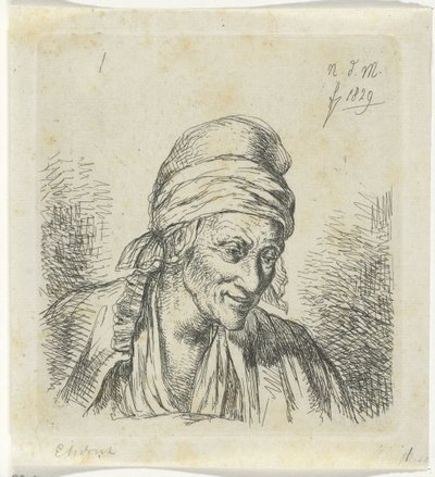 Oude vrouw naar rechts door Anthonie Willem Hendrik Nolthenius de Man
