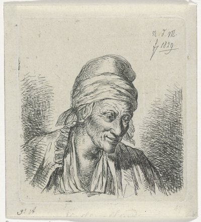 Oude vrouw naar rechts door Anthonie Willem Hendrik Nolthenius de Man