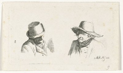 Twee mannen met hoeden door Anthonie Willem Hendrik Nolthenius de Man