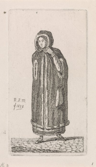 Vrouw met mantel door Anthonie Willem Hendrik Nolthenius de Man