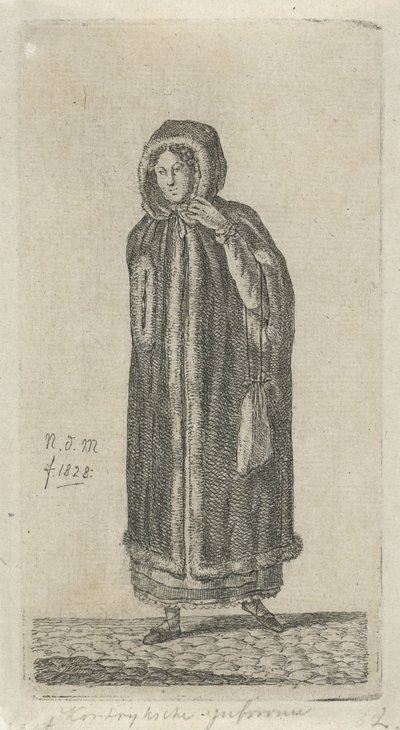 Vrouw met mantel door Anthonie Willem Hendrik Nolthenius de Man