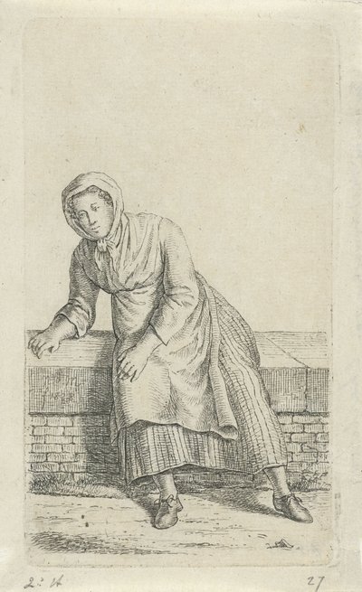 Vrouw zittend op een muurtje door Anthonie Willem Hendrik Nolthenius de Man