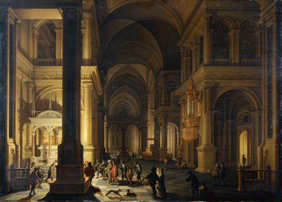 Het interieur van een protestantse kerk 