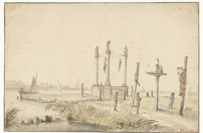 Galgenveld aan de rand van de Volewijk door Anthonie van Borssom