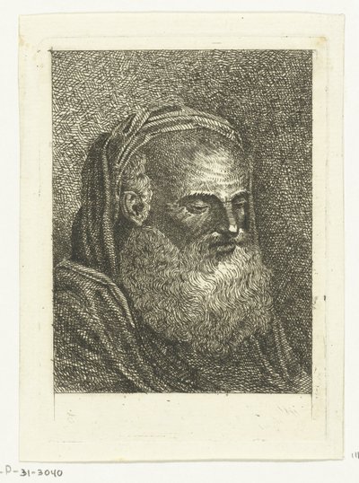 Borstbeeld van een oude man met witte baard door Anthonie van den Bos