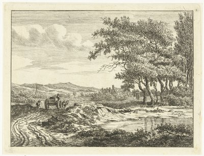 Kar op een landweg bij de duinen door Anthonie van den Bos