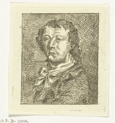 Portretbuste van een jonge man met witte das door Anthonie van den Bos