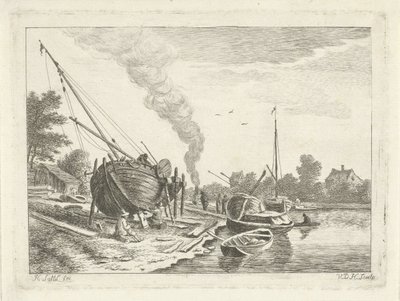 Scheepswerf door Anthonij van der Haer