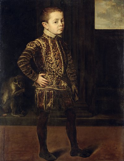 Portret van een adellijke knaap door Anthonis Mor