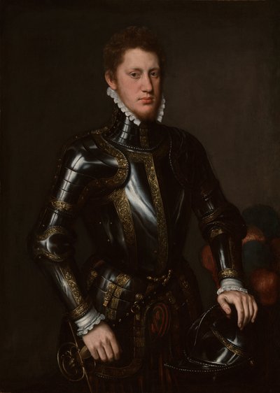 Portret van een man in harnas door Anthonis van Dashorst (c.1519-1576/77) (circle of) Mor