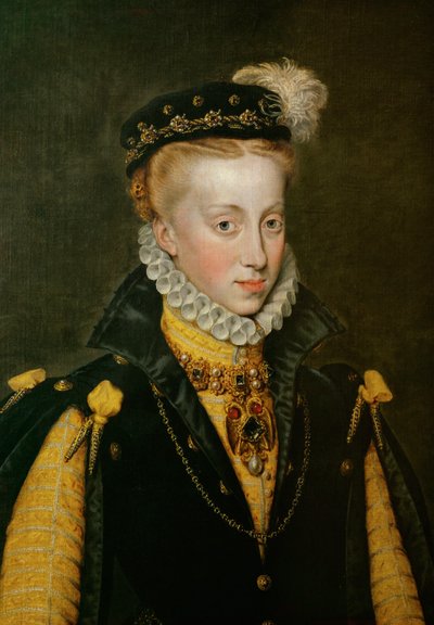 Koningin Anna van Spanje, vierde vrouw van koning Filips II ... (olieverf op doek) door Anthonis van Dashorst (c.1519-1576/77) Mor
