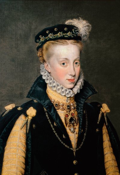 Portret van Anna van Oostenrijk, koningin van Spanje door Anthonis Mor van Dashorst