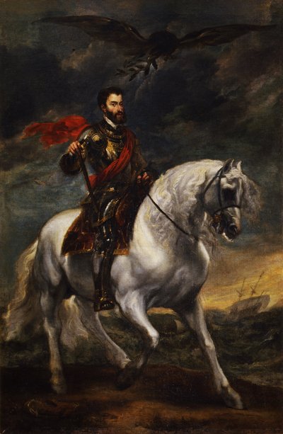 Ruiterportret van Keizer Karel V, c. 1620 door Anthony van Dyck