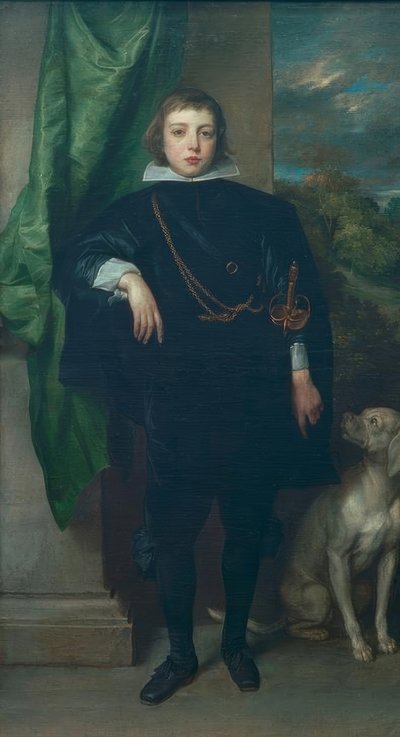 Prins Ruprecht van de Palts met een hond door Anthony van Dyck