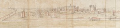 Hampton Court Palace vanuit het Noorden, ca. 1550-1560 door Anthonis van den Wyngaerde