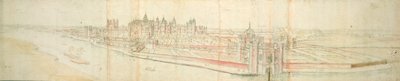Hampton Court Palace vanaf de Rivier, c.1544 door Anthonis van den Wyngaerde