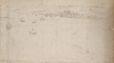 Panorama van Londen gezien vanaf Southwark: Greenwich, 1554 door Anthonis van den Wyngaerde