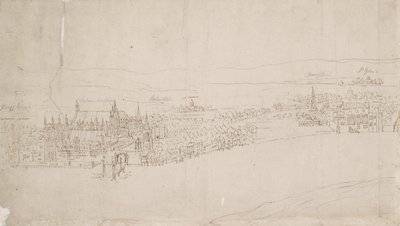 Panorama van Londen gezien vanaf Southwark: Westminster, 1554 door Anthonis van den Wyngaerde