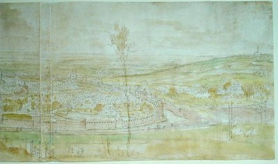 Panoramisch uitzicht op Brussel, 16e eeuw door Anthonis van den Wyngaerde