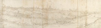 Panoramisch uitzicht op Segovia vanuit het oosten door Anthonis van den Wyngaerde