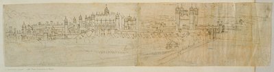 Uitzicht op Hampton Court vanuit het noorden, uit 