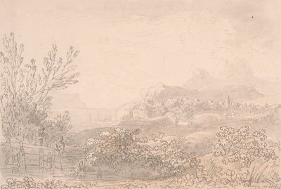 Estuarium met kasteel en dorp door Anthony Devis