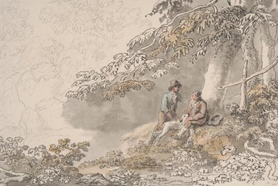 Twee jongens en een hond in een bos door Anthony Devis