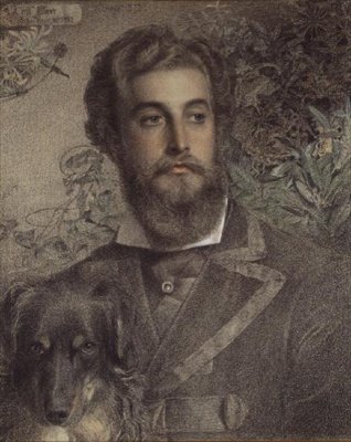 Portret van Cyril Flower door Anthony Frederick Augustus Sandys